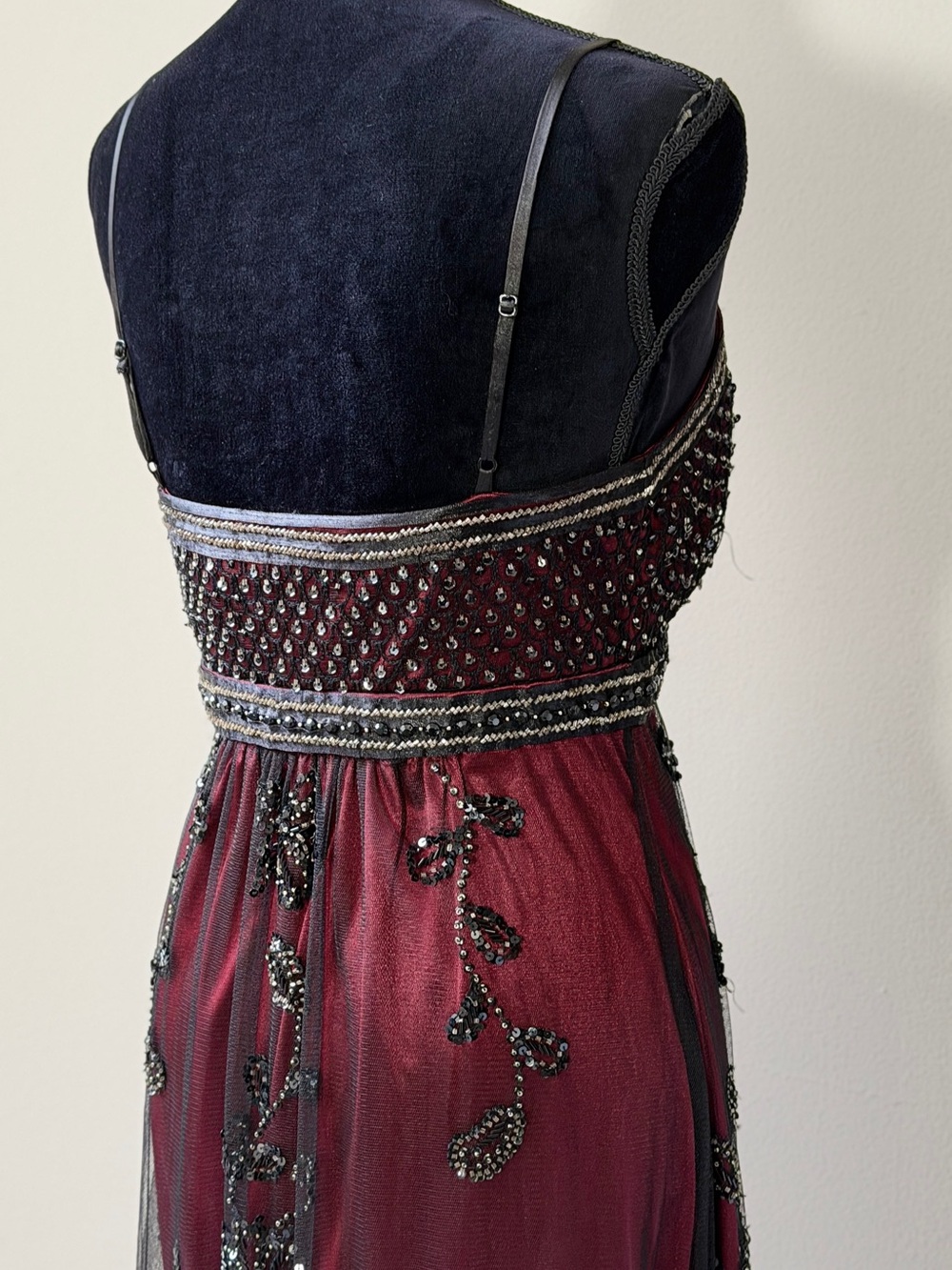 Vintage Sue Wong Embellished Burgundy Beaded Evening Dress - Picture 8 of 14